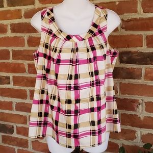 🏡DV Talbots Sleeveless Abstract Plaid Top